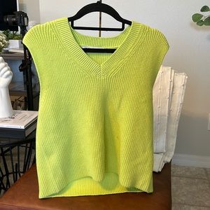Zara Lime Green Ribbed Knit Waistcoast Vest Size M